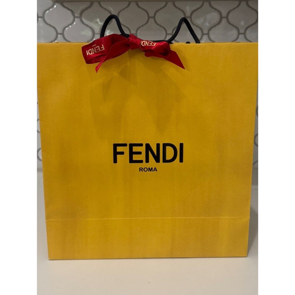 Authentic Fendi Roma Large Hard Sided Boutique Shopping Gift Bag w/ Ribbon - Picture 9 of 10